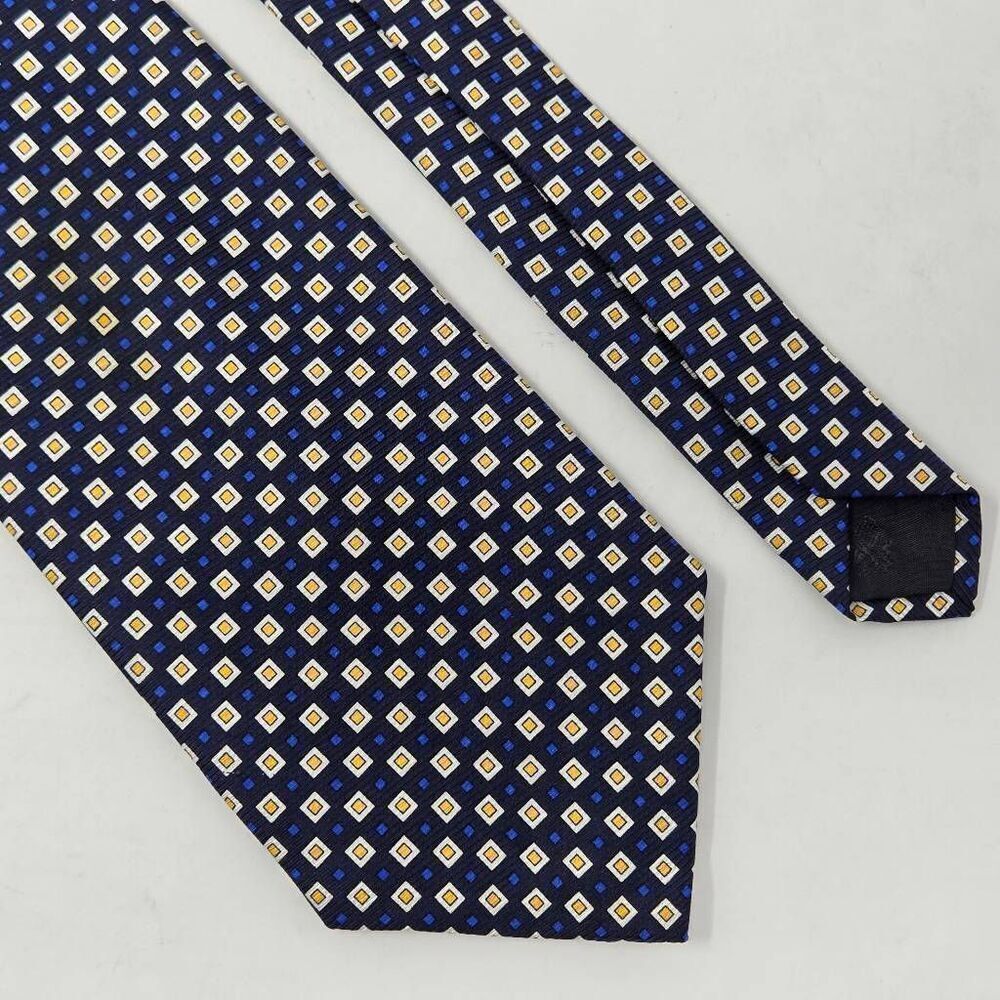 BROOKS BROTHERS MAKERS SILK TIE BLUE BLACK WHITE CHECKER BOARD 3.75" X 57"